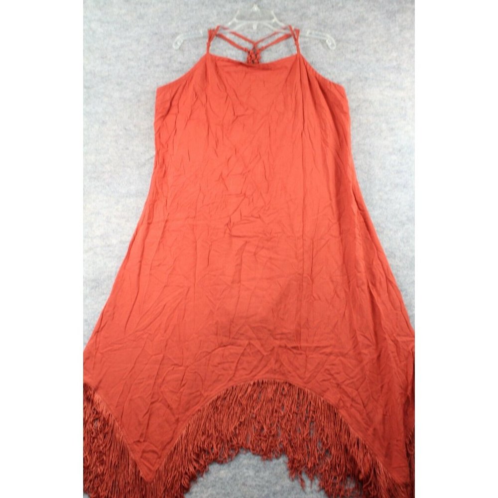 Cato Dress Size XL Extra Large Orange Fringe Sleeveless Hippie Boho Western NWOT